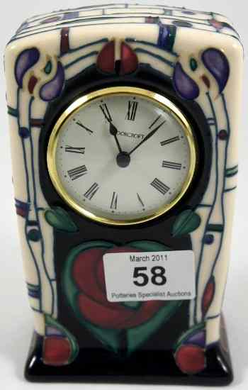 Appraisal: Moorcroft mantle Clock decorated in Rennie Macintosh Tribute design height