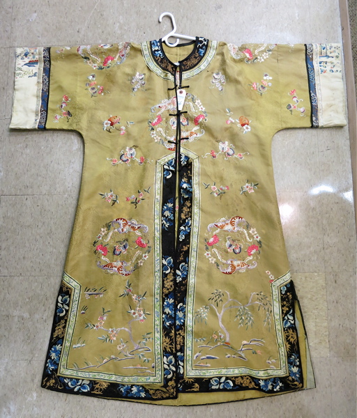 Appraisal: CHINESE EMBROIDERED SILK COURT ROBE hand embroidered in a colorful