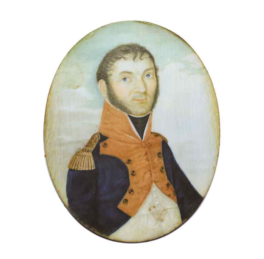 Appraisal: IVORY MINIATURE PORTRAIT PAINTING OF A FRENCH OFFICER Oval measurement