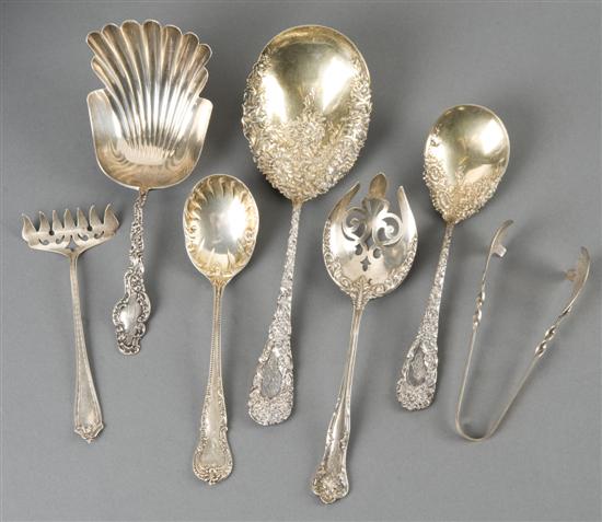 Appraisal: Group of American sterling serving pieces Durgin Watteau vegetable server