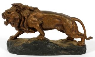 Appraisal: JEAN-BERNARD DESCOMPS GILT BRONZE SCULPTURE OF LION JEAN-BERNARD DESCOMPS FRENCH