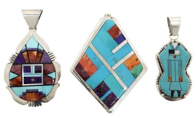 Appraisal: lot of Native American sterling silver pendants with multi-stone inlay