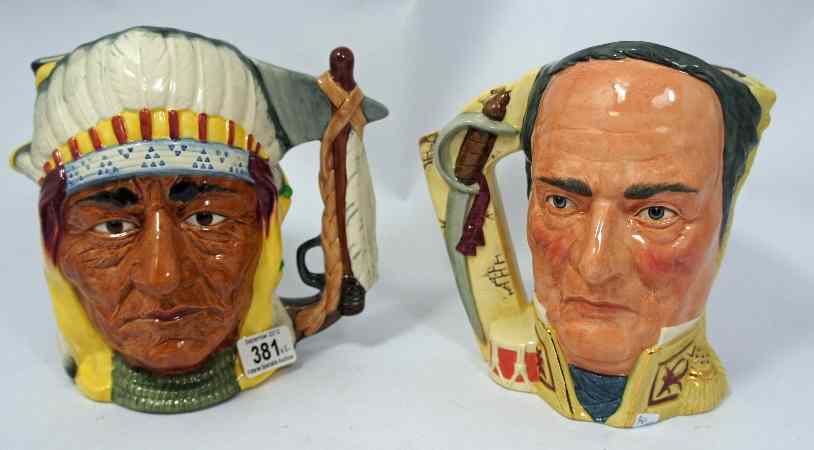 Appraisal: Royal Doulton large double headed character jugs Davy Crocket Santa