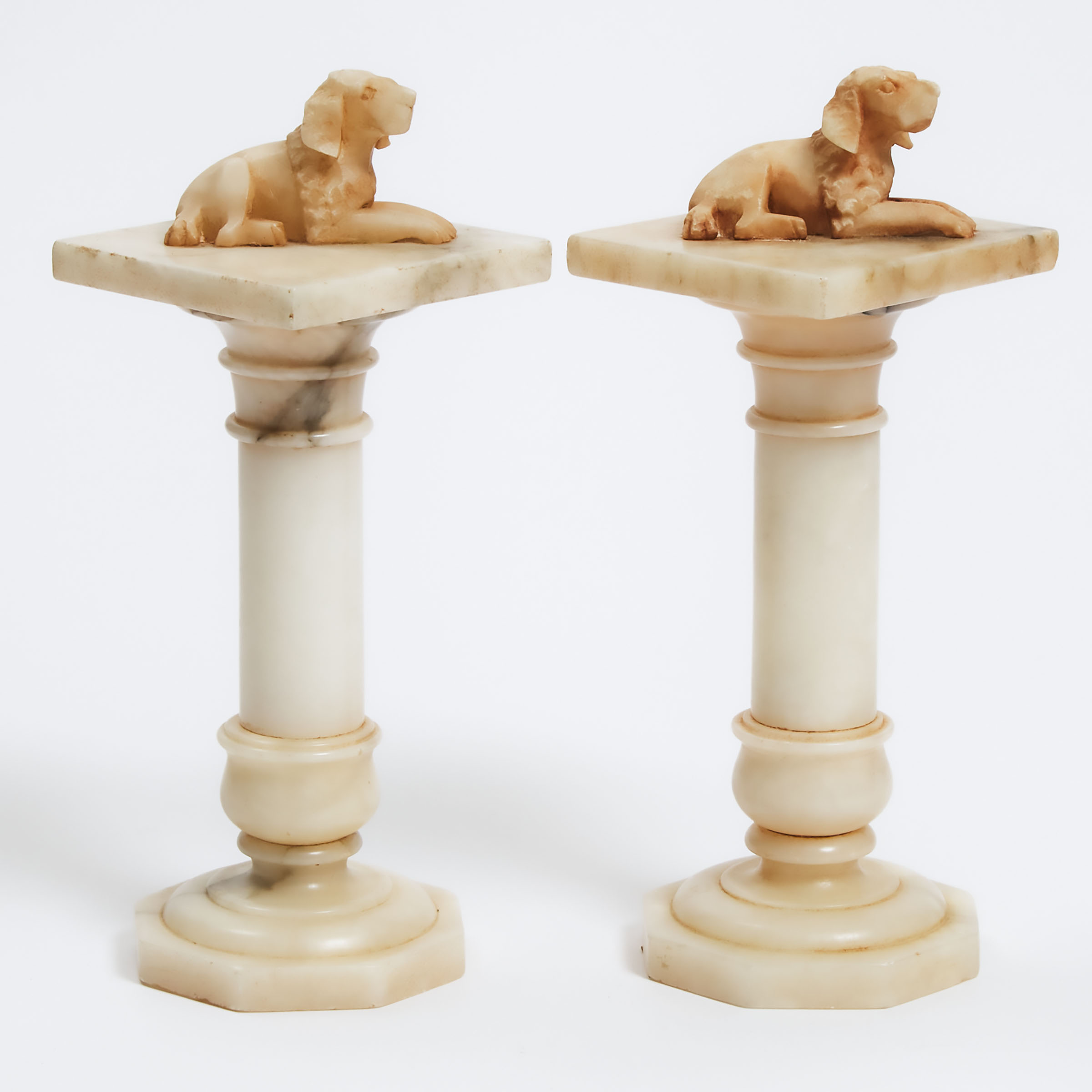 Appraisal: Pair of Italian Dog Form Mantle Garnitures th early th