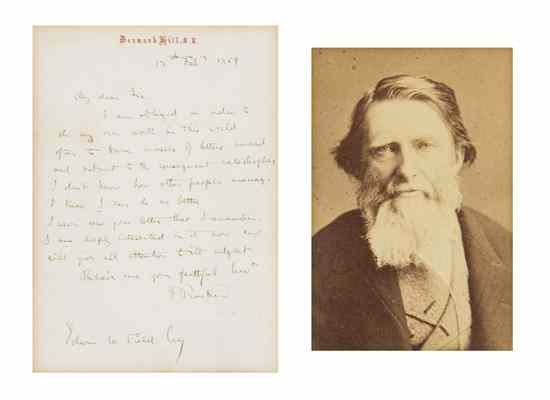 Appraisal: RUSKIN JOHN Autographed note signed ''J Ruskin'' page on ''Denmark