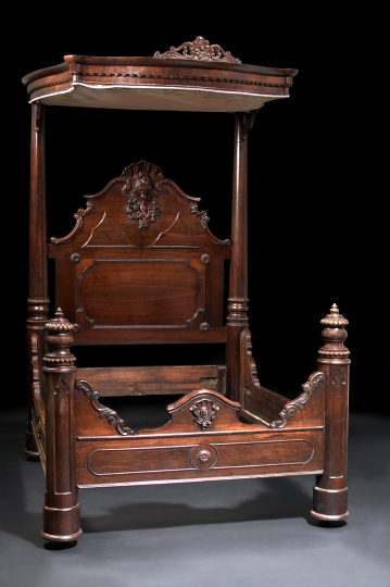 Appraisal: American Rococo Revival Rosewood Half-Tester Bed third quarter th century