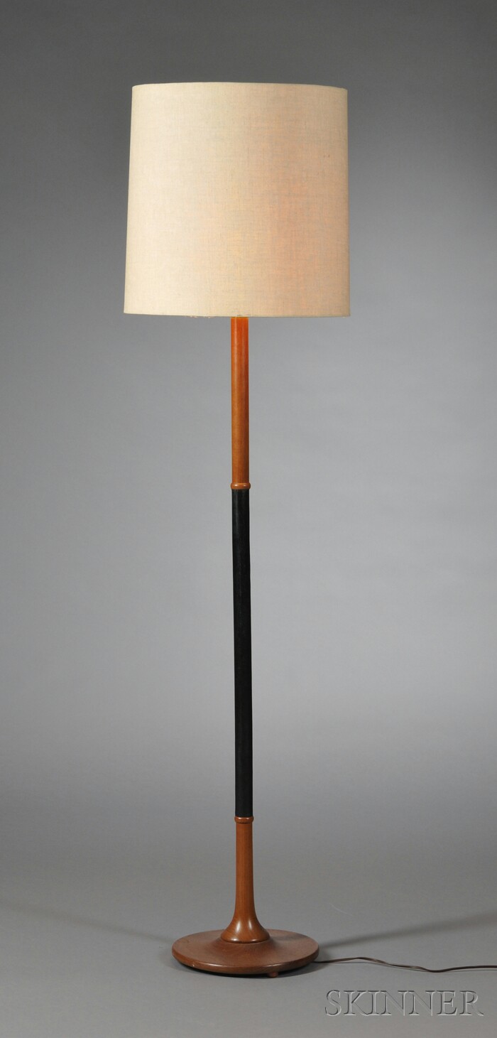 Appraisal: Floor Lamp Teak and leather Denmark late th century Slender