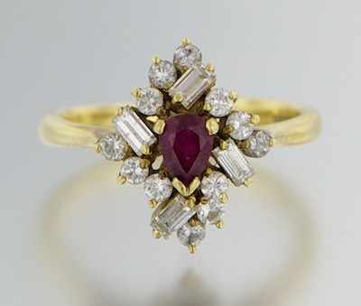 Appraisal: A Ladies' Ruby and Diamond Cluster Ring k yellow gold