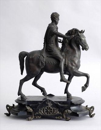 Appraisal: BRONZE PATINATED METAL EQUESTRIAN GROUP OF MARCUS AURELIUS Mounted with