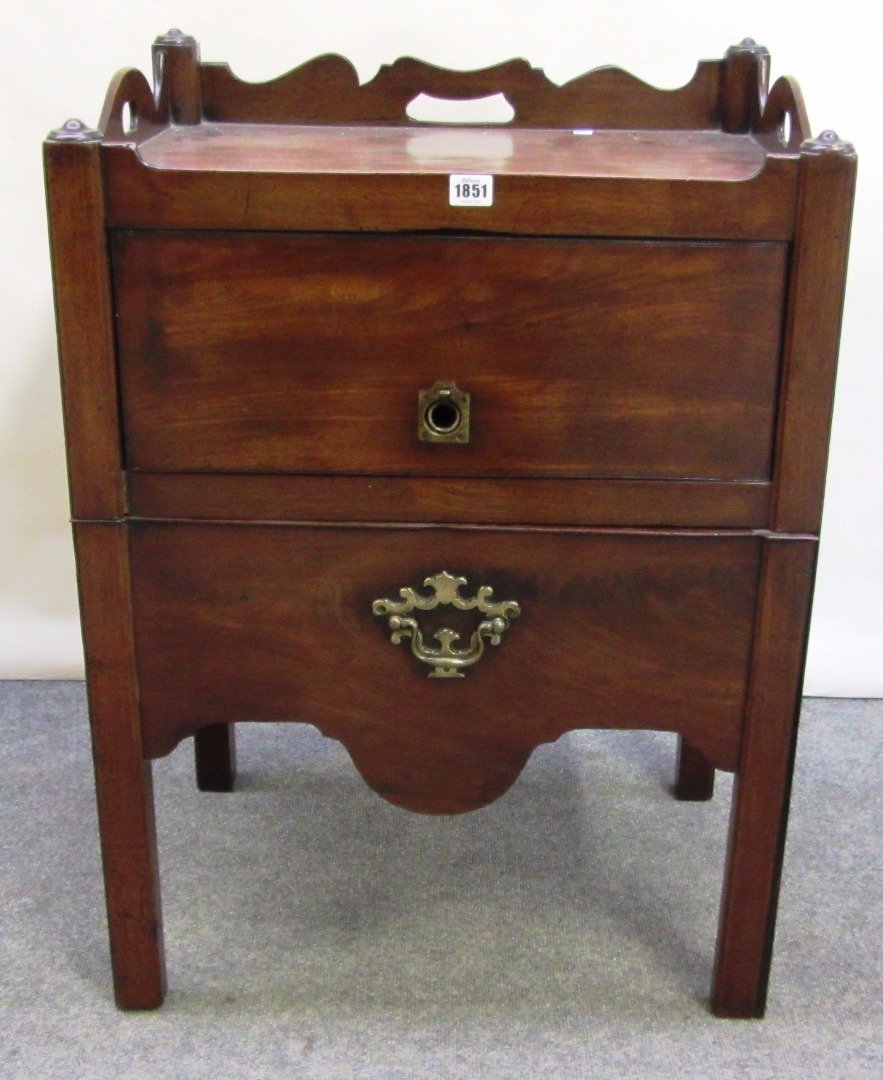 Appraisal: An th century mahogany tray top night commode with lift