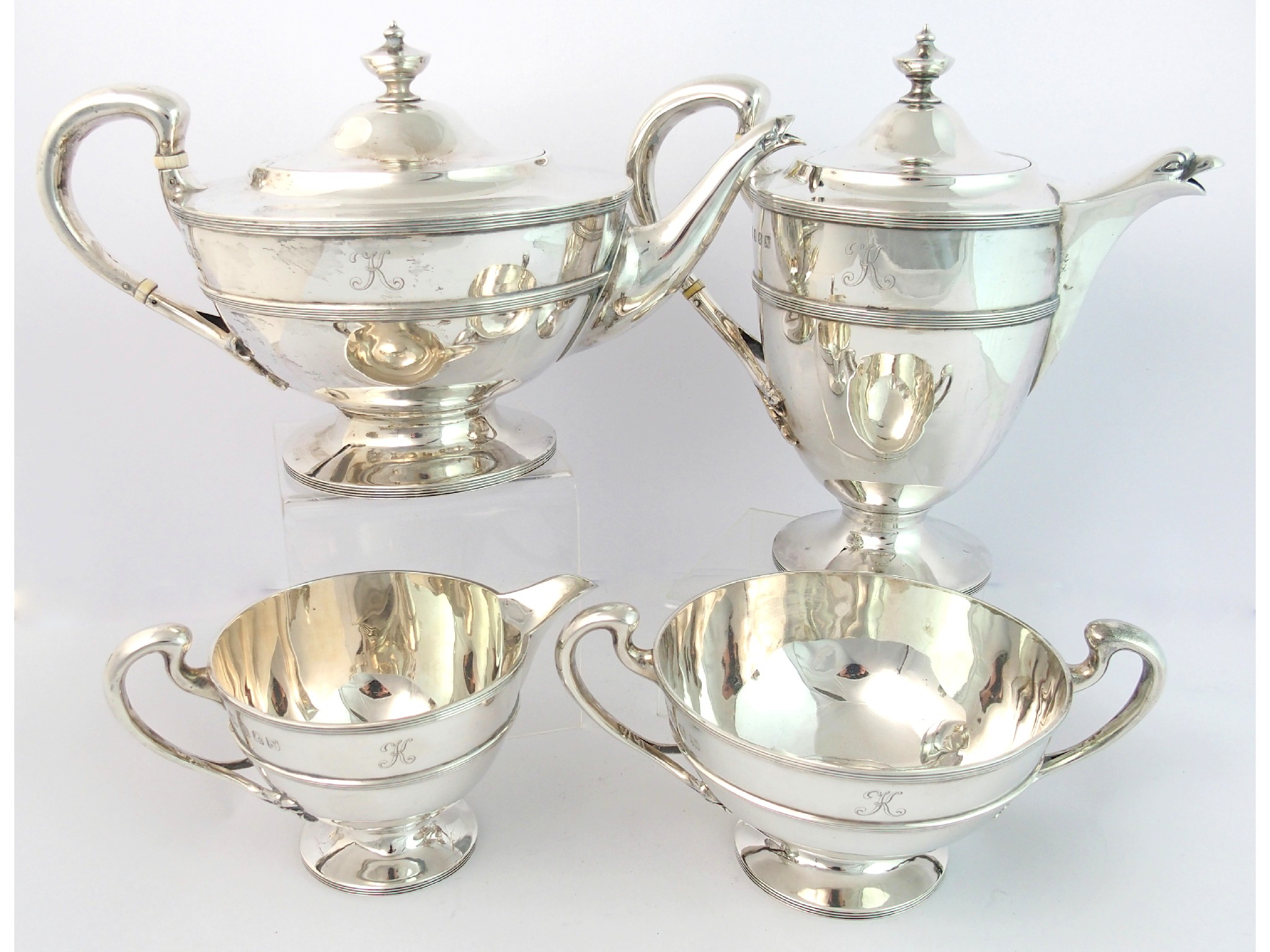 Appraisal: A four piece silver tea serviceby James Ballantyne Son Glasgow