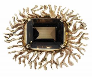 Appraisal: kt Smoky Quartz Brooch and Pendant oval shape with free-form