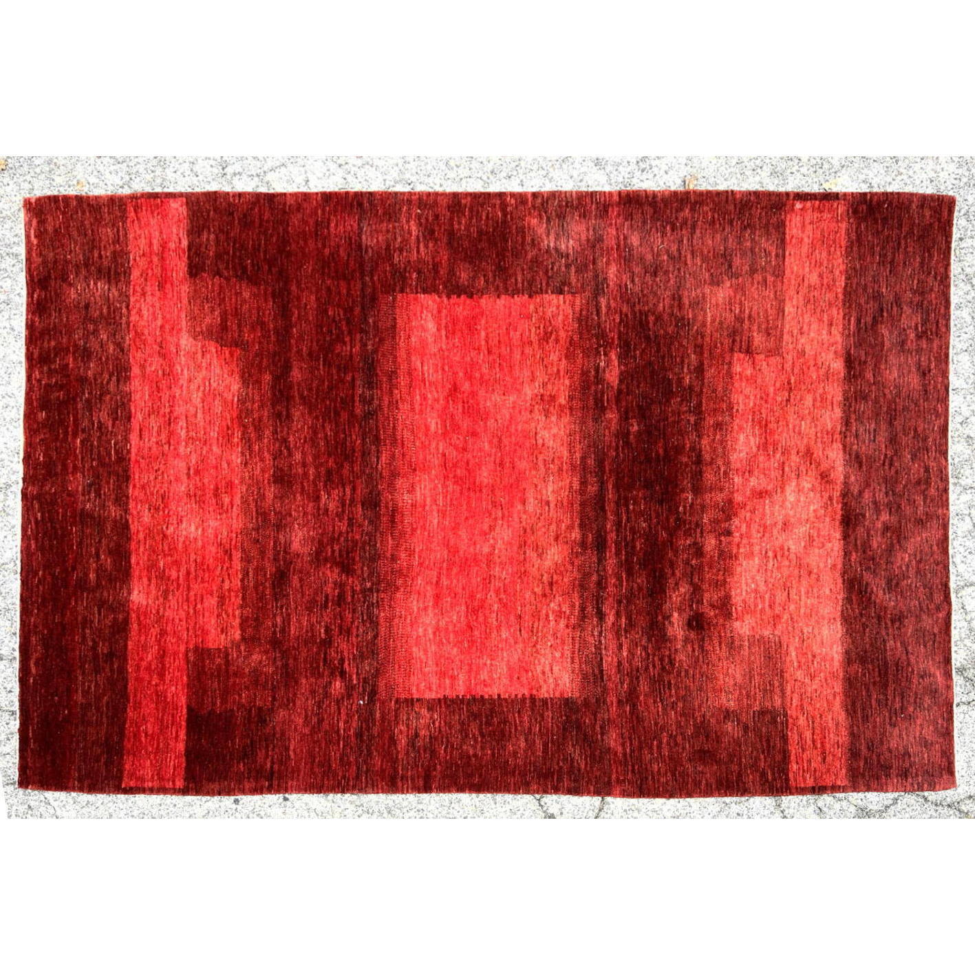 Appraisal: Modern Op ART Shades of red Red Wool Area Rug