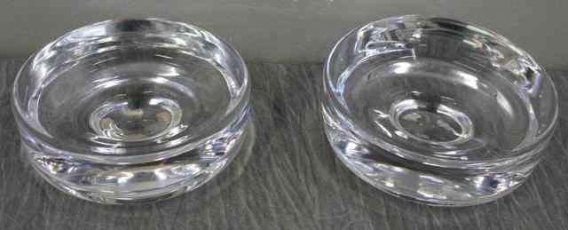 Appraisal: Pair of Signed Heavy Glass Center Bowls From an East