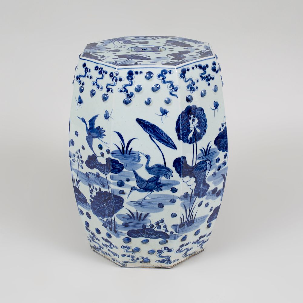 Appraisal: Chinese Blue and White Porcelain Octagonal Garden Seat x x