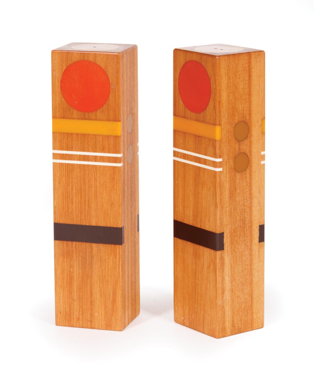 Appraisal: Pair of Robert McKeown - Resin-Inlaid Maple Salt and Pepper