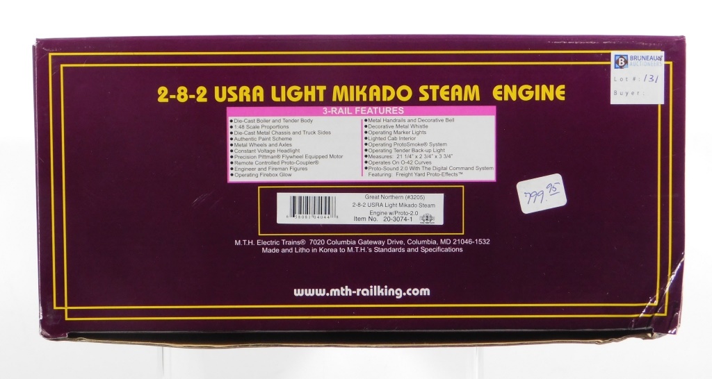 Appraisal: MTH GREAT NORTHERN USRA LIGHT MEKADO O TRAIN United States