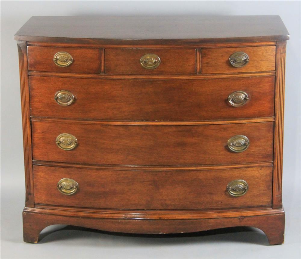 Appraisal: GEORGIAN STYLE MAHOGANY BOW FRONT CHEST having a rectangular top