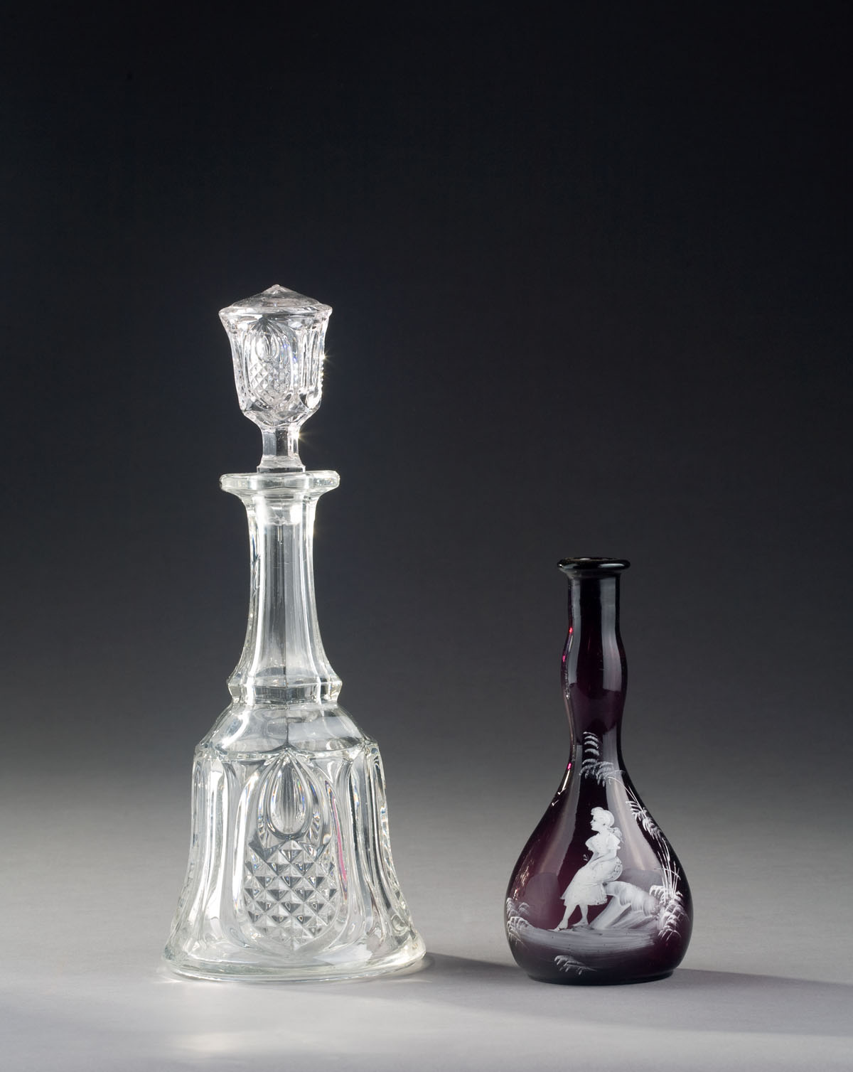 Appraisal: AMETHYST 'MARY GREGORY' BARBER BOTTLE Height inches