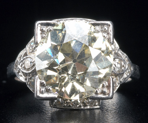 Appraisal: Art Deco diamond and pt ring cts by formula EC