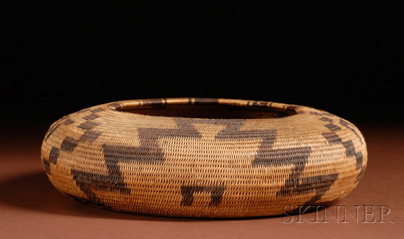 Appraisal: California Coiled Basketry Bowl Pomo c the tightly woven compressed