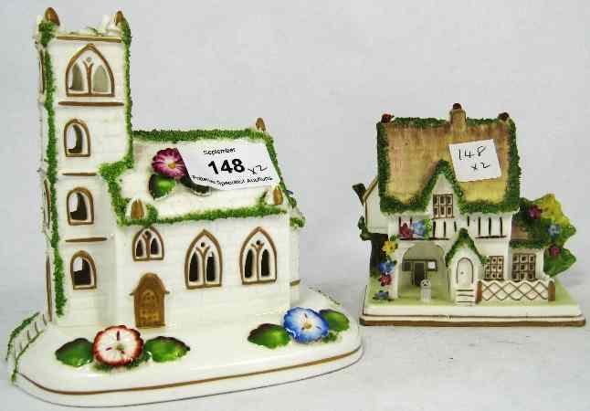 Appraisal: Coalport Fine Bone China Villiage Church and The Masters House