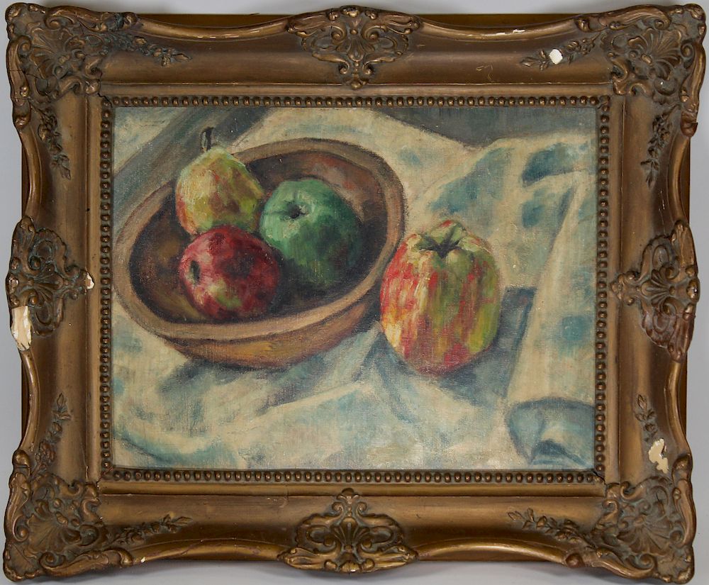 Appraisal: European School Still Life Bowl of Fruit Painting European School