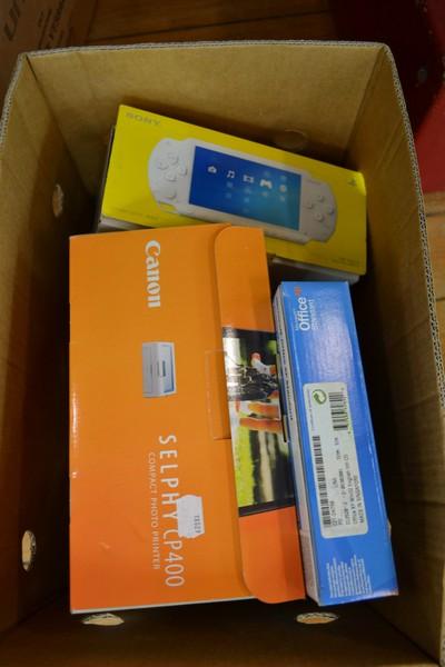 Appraisal: BOX OF ASSORTED ITEMS INCL A CANON SELPHY PRINTER MICROSOFT