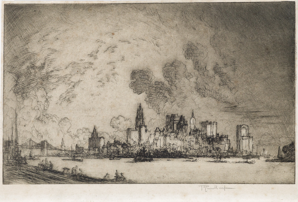 Appraisal: JOSEPH PENNELL New York from Brooklyn Etching x mm x