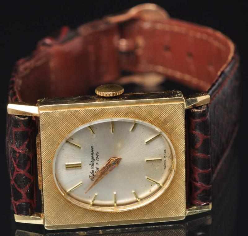 Appraisal: K Jules Jurgenson Swiss-Made Mens Wrist Watch Manual wind jewel