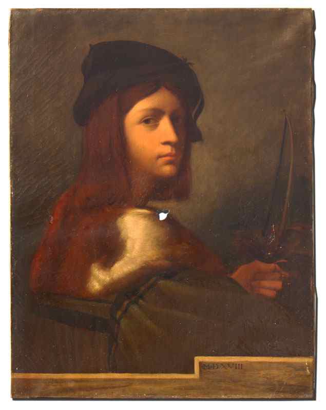 Appraisal: TH C VIOLINIST PAINTING AFTER DEL PIOMBO High quality Oil