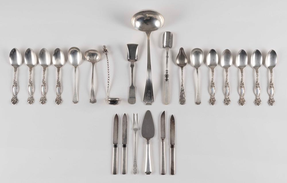 Appraisal: FOURTEEN PIECES OF AMERICAN STERLING AND COIN SILVER FLATWARE APPROX