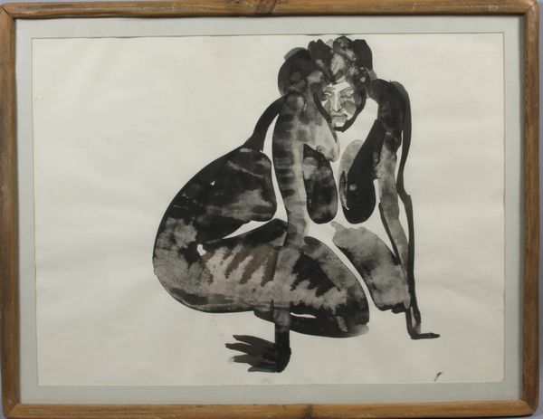 Appraisal: Mary Frank watercolor nude x x framed Former collection of