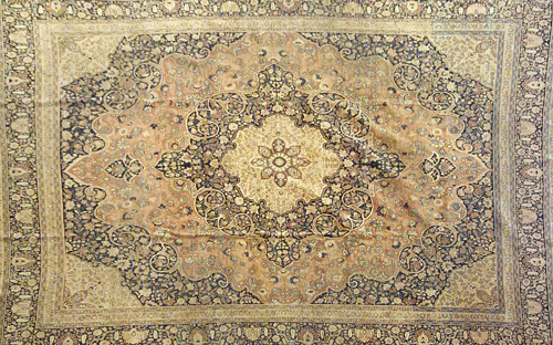 Appraisal: Tabriz rug with cream and rose red field with a