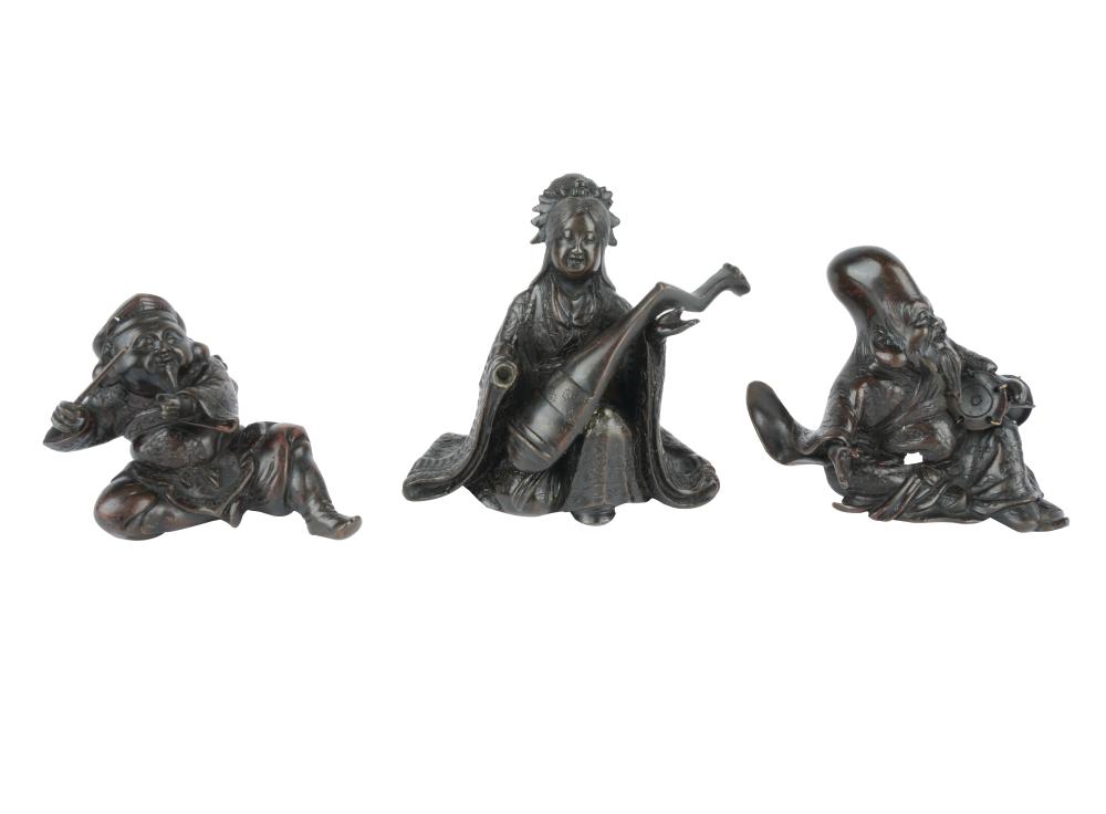 Appraisal: THREE CHINESE BRONZE FIGURESunsigned Provenance from a Newport Beach Estate