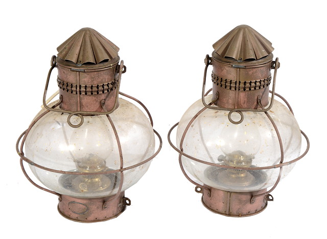 Appraisal: A PAIR OF COPPER SHIPS LANTERNS by Davey Co London