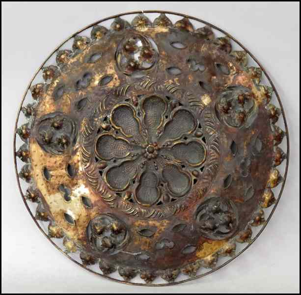 Appraisal: LARGE ROUND PATINATED METAL DECORATIVE WALL HANGING Diameter '' Condition