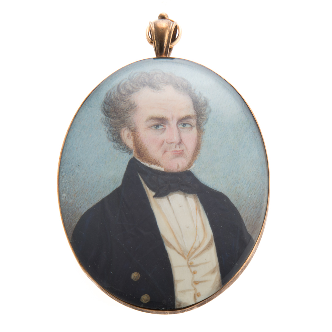 Appraisal: American School Portrait miniature of a gentleman circa - gouache