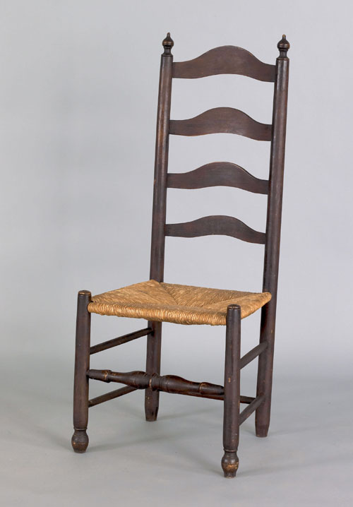 Appraisal: Delaware Valley four-slat ladderback side chair late th c retaining