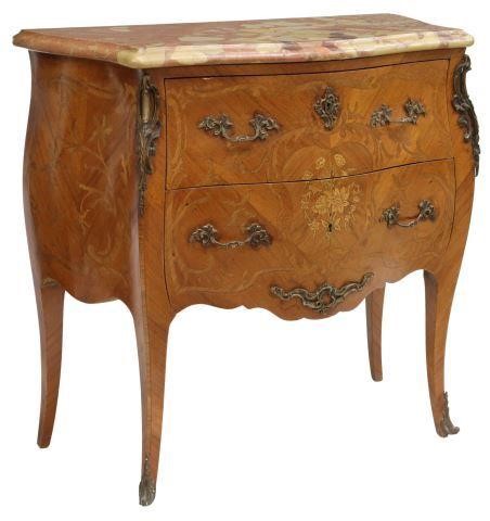 Appraisal: French Louis XV style marble-top mahogany bombe commode th c