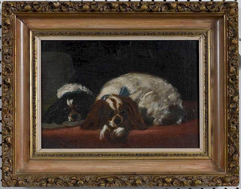 Appraisal: British School Dog Painting th century Two King Charles Spaniels