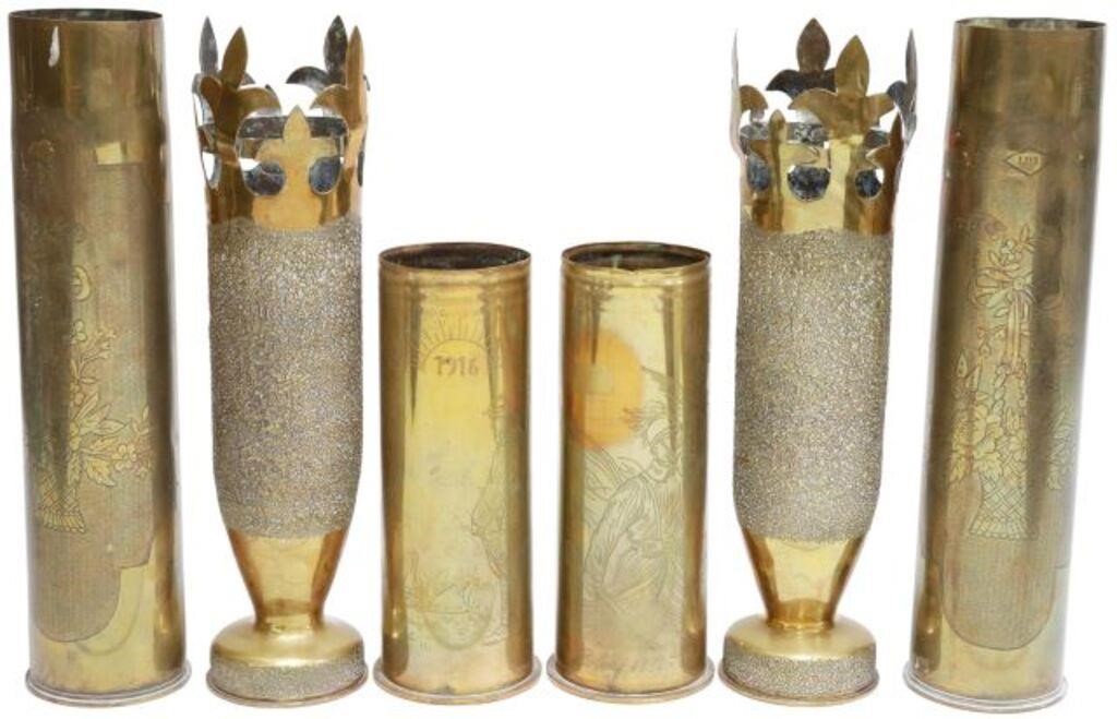 Appraisal: lot of French WWI-era trench art vases fashioned from artillery