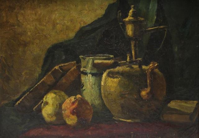 Appraisal: MERCKAERT Jules Oil on Canvas Nature Morte Signed lower left