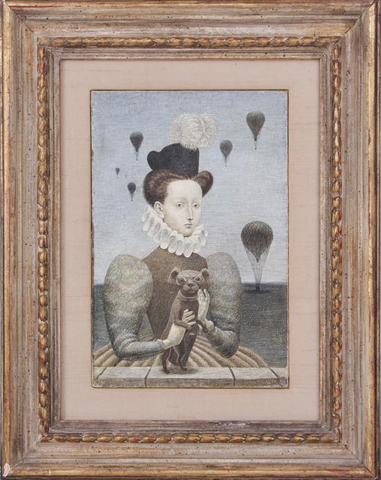 Appraisal: Bruce Winston Hafley Georgia - BARKING BALLOON tempera panel framed