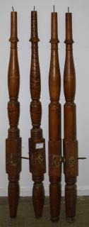 Appraisal: Set Of Four Maple Bed Posts Four curly maple tall