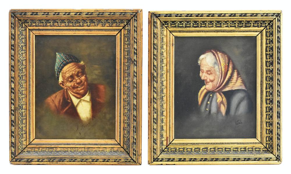 Appraisal: FERRUCCIO VITALE PAIR OF GERMAN PORTRAITS OF A PEASANT COUPLEEarly