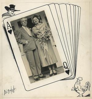 Appraisal: Wedding Playing Card Artwork Featuring the Shadow Walter Gibson Litzka