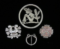 Appraisal: A Group of Four Sterling Silver and Gold Brooches The