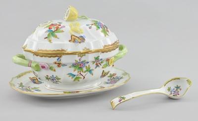 Appraisal: A Herend Queen Victoria Porcelain Tureen Underplate and Ladle Each