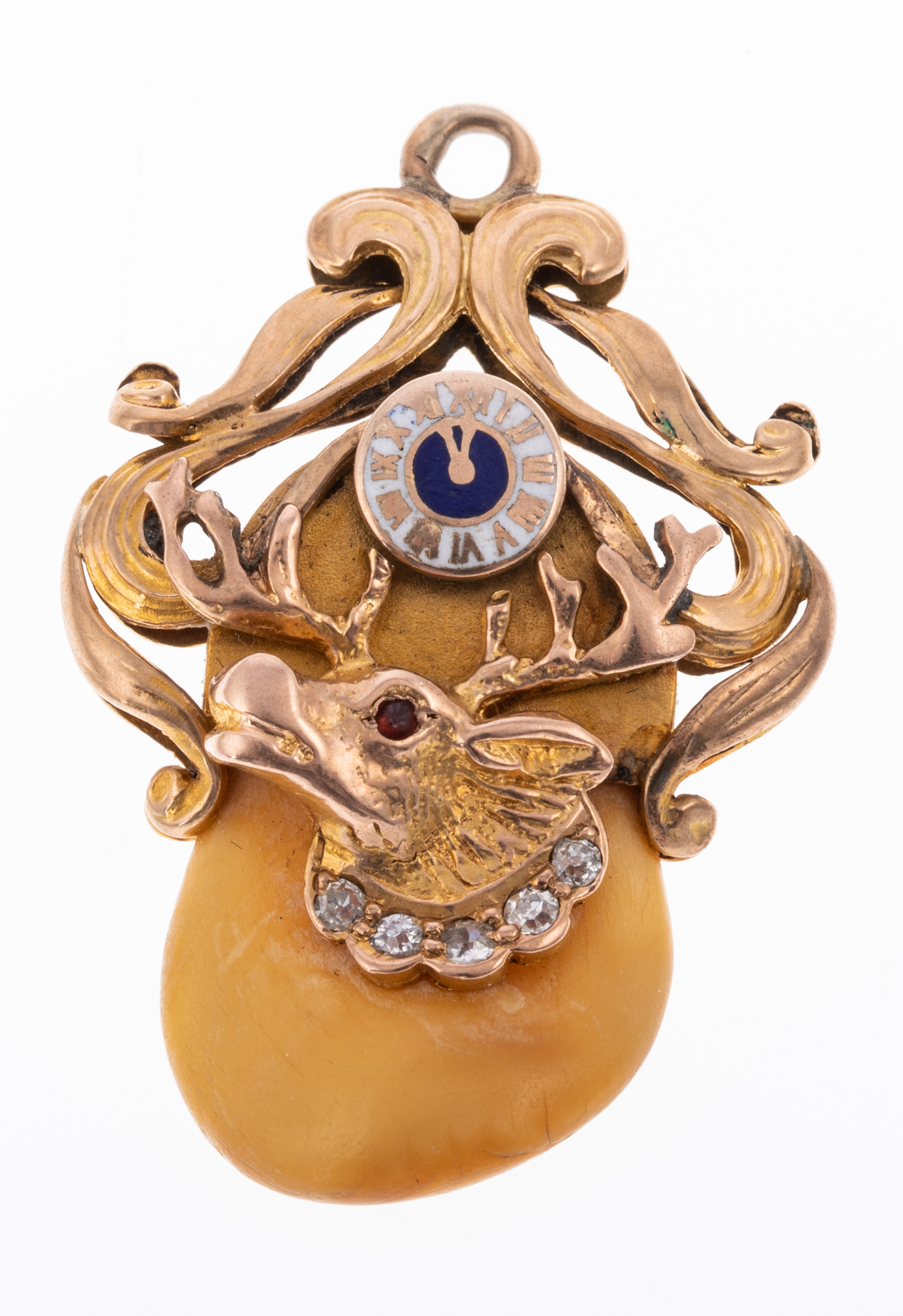 Appraisal: LARGE ELKS TOOTH ART NOUVEAU PENDANT B P O E